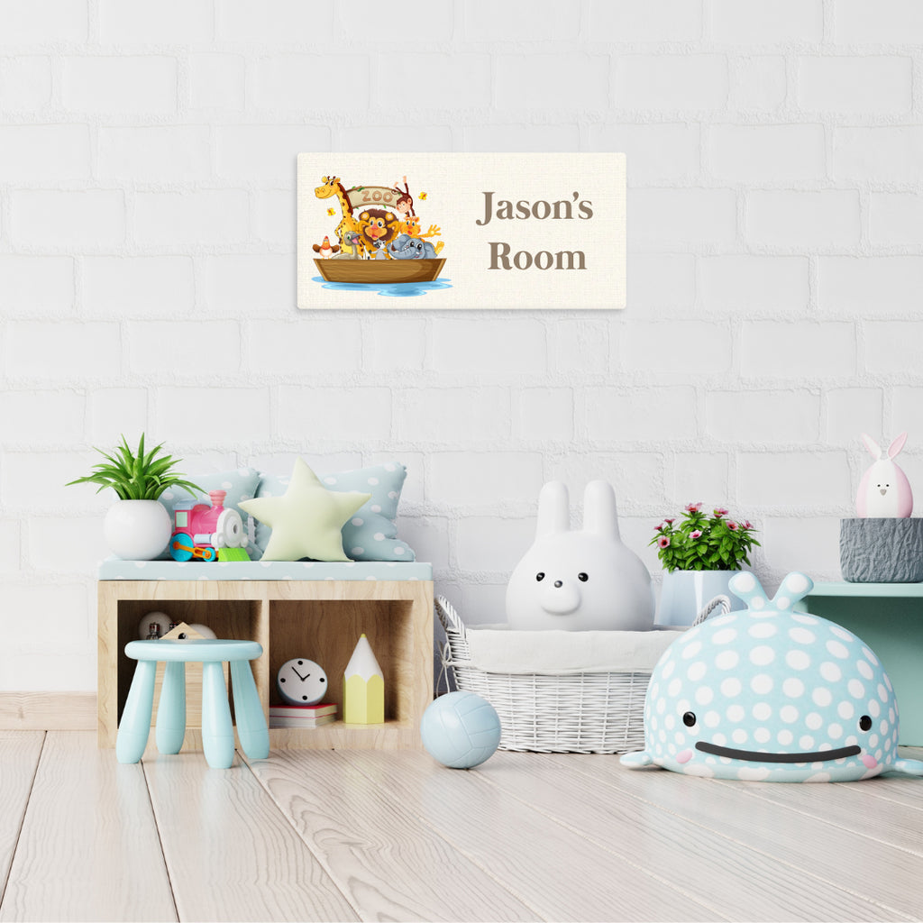 Personalised Wall Sign with Cute Wild Animals Design by Label Realm