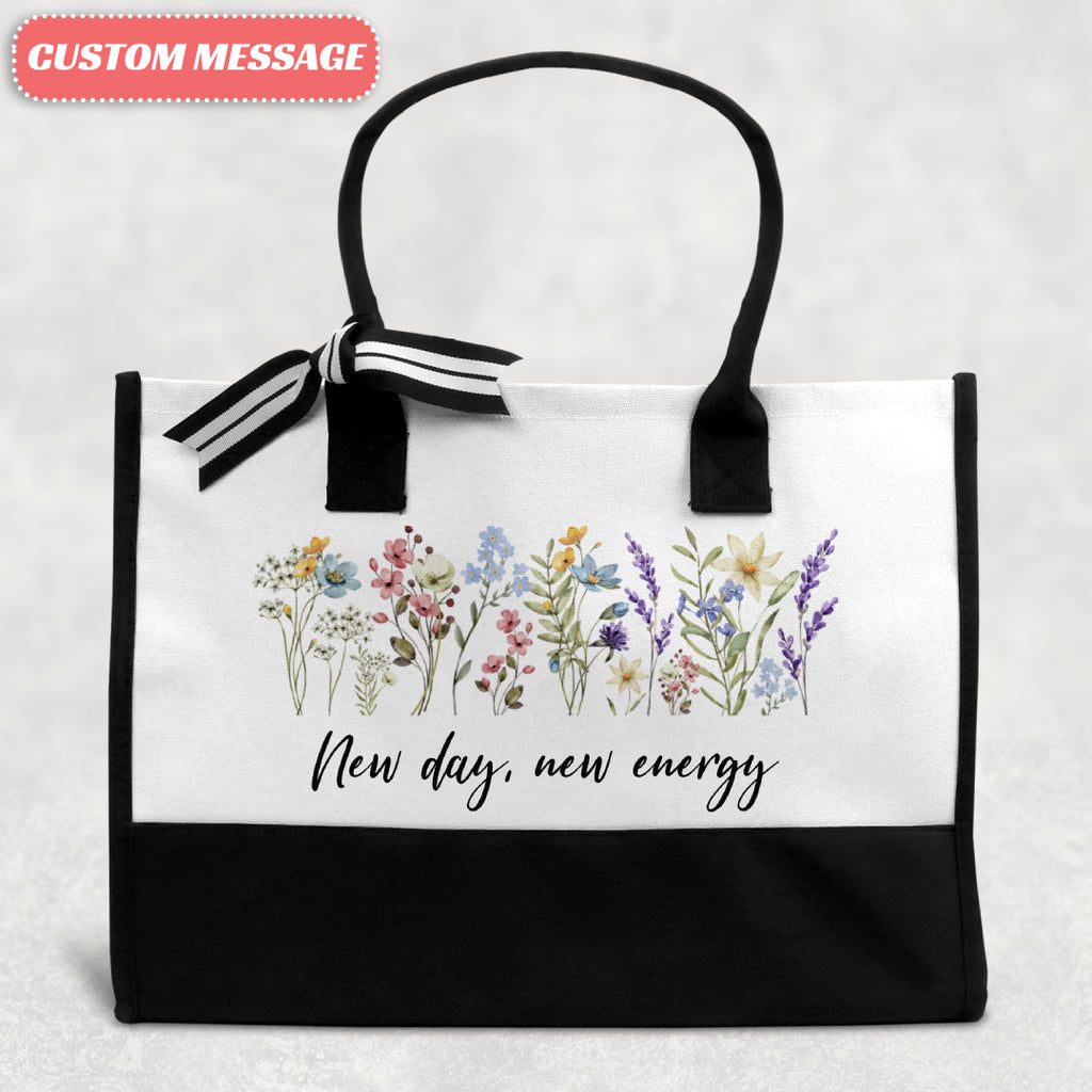 Canvas Tote Bag with Personalized "Wild Flowers" Print