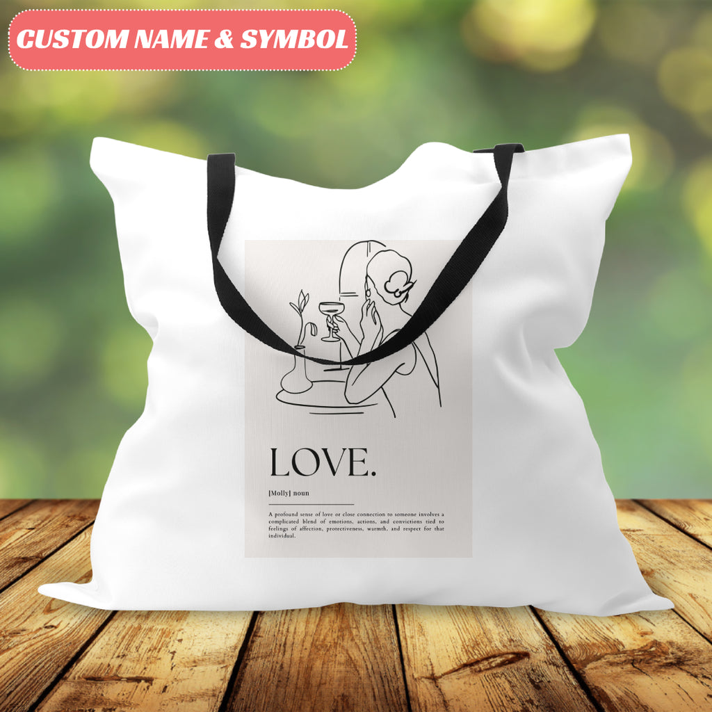 Custom "Love Definition" Large Tote Bag - Personalized Gift