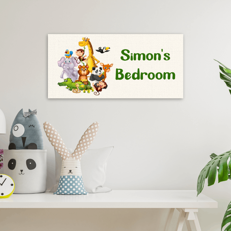 Personalised Wall Sign with Cute Wild Animals Design by Label Realm