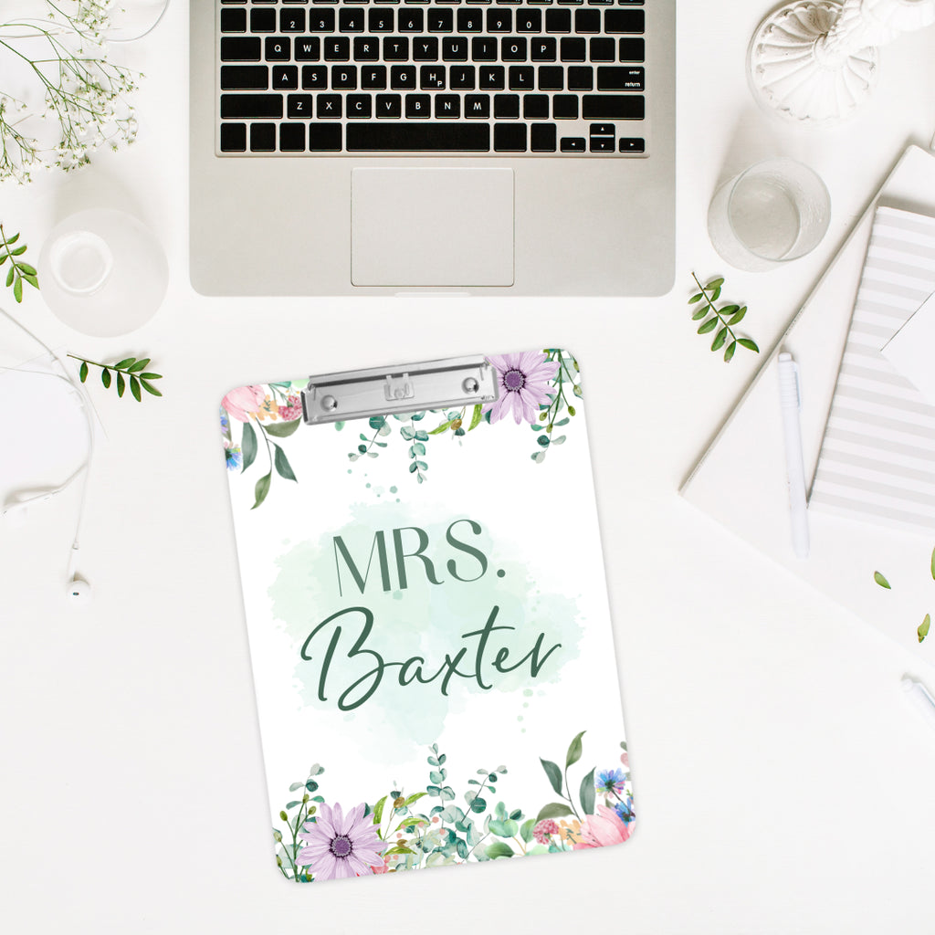 "Floral Teacher" Personalized Clipboard for Teachers