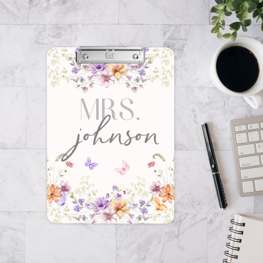 "Floral Teacher" Personalized Clipboard for Teachers