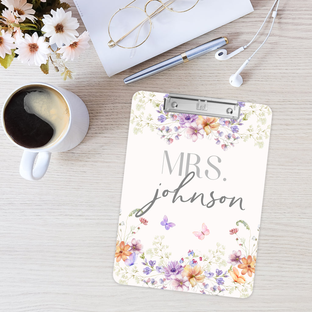 "Floral Teacher" Personalized Clipboard for Teachers