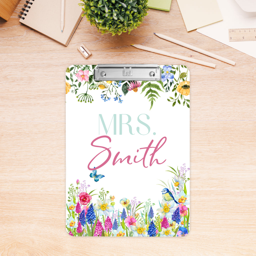 "Floral Teacher" Personalized Clipboard for Teachers