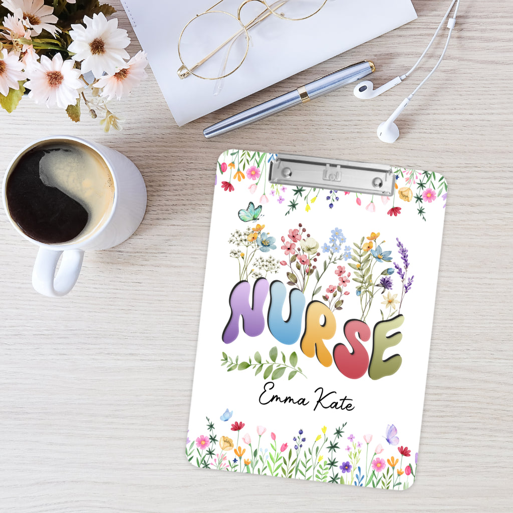 label realm nurse floral personalised a4 clipboard