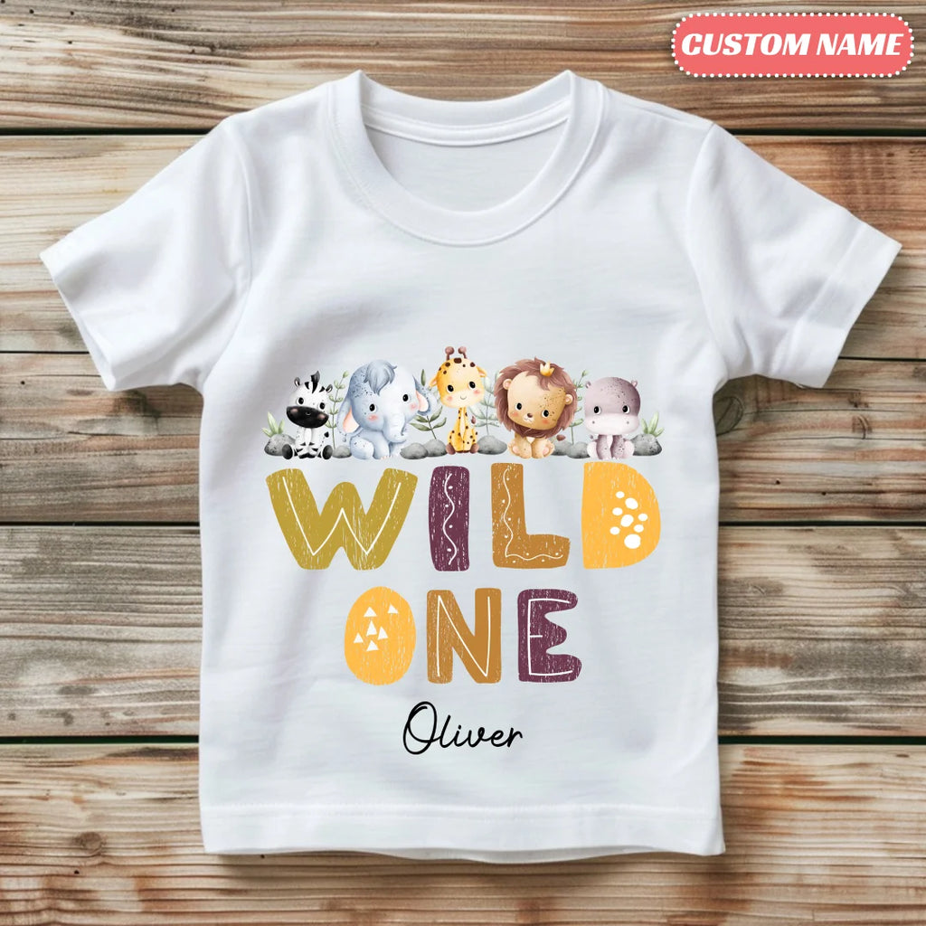 Custom "Wild One Safari" Kid's T-Shirt - Personalized Gift