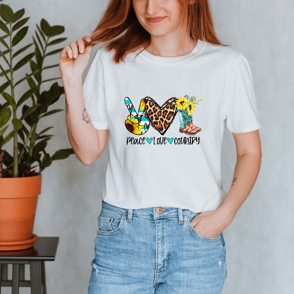 "Peace Love Country" Customizable Women's T-Shirt